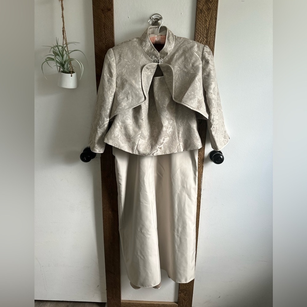 GORGEOUS VTG formal evening 3 pc elegant mother of bride skirt suit set size 12